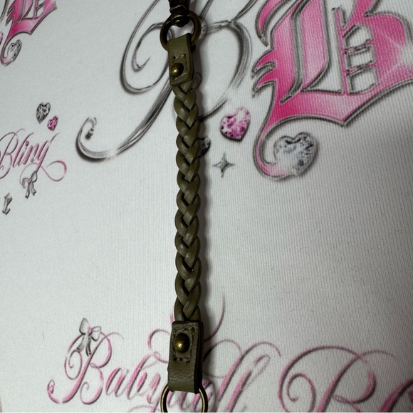 Bebe keychain charm bling rhinestone diamonds heart gold brown grey braided y2k - Picture 5 of 6